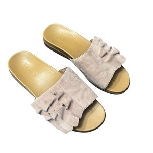 Vionic Roni Ruffled Slide Suede Sandals Size 8.5